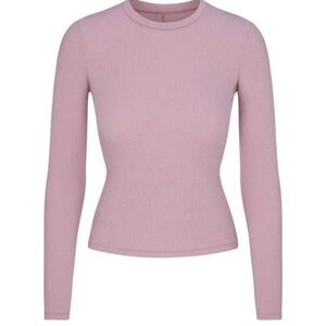 Skims cotton jersey long sleeve top in dusk